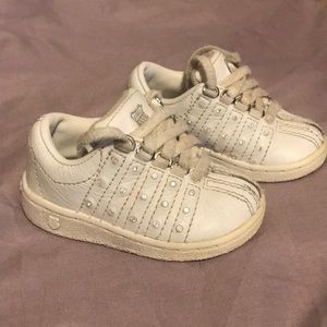K Swiss infant white bling sneakers, size 3